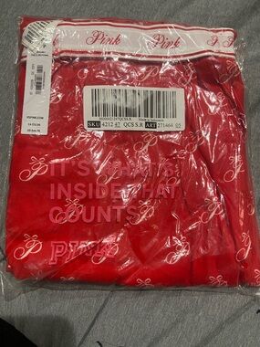 PINK Victoria's Secret Red Logo Lounge Shorts with White Script